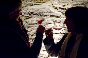 Tasting in the cellars at Château Corton André