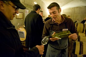 Mounir Saouma, Trappist monk turned winemaker, gets his ration of Corton Charlemagne at the Hospices new cellars near the modern hospital in Beaune