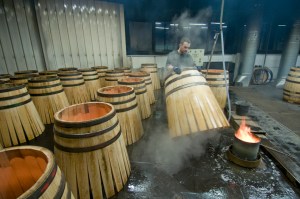 Bending the staves at Tonnellerie Cadus 