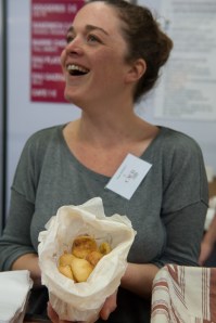 Gorgeous gougeres at 3 euros/15 help absorb all the liquid!