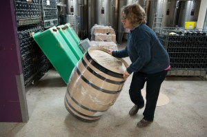 Julie Chevalier shows how to roll barrels.