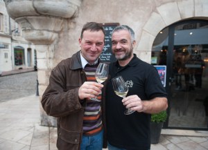 Olivier Lamy and Nicolas Rossignol celebrate passing unnoticed among the crowds