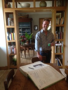 Tom and his visitors' book!