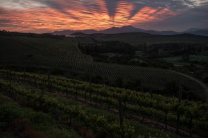 Sunrise over the Andes seen from Aconcagua Costa