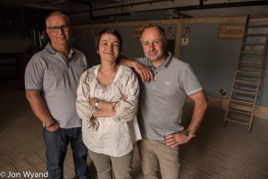 It took a while but finally they were all smiling ! L-R, Olivier, Nathalie and Jean-Paul at Tollot-Beaut