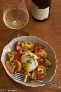 tomato and mozzarella with an Hautes Côtes de Beaune.