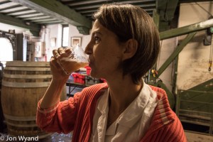 Claude sampling the press juice